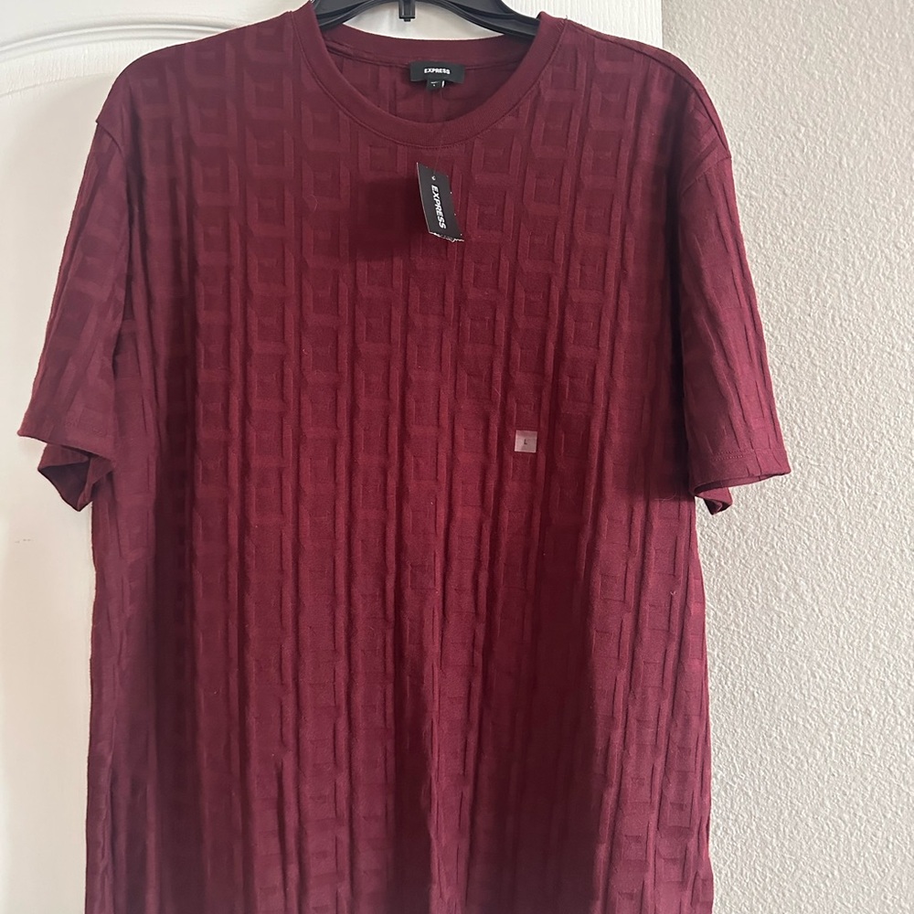 Express Dark Red Patterned Men's Tee